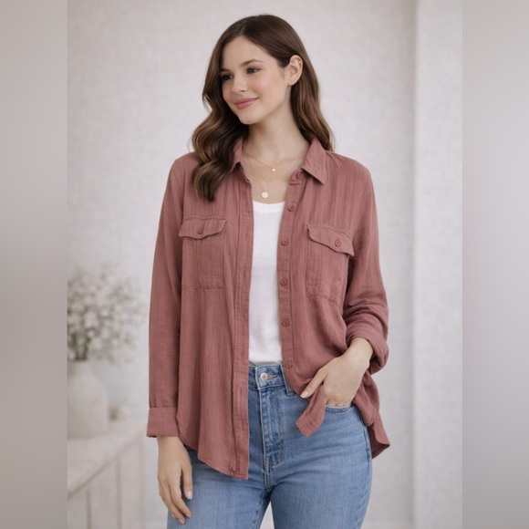 Madewell Dusty Rose Button Down Shirt - Picture 2 of 7